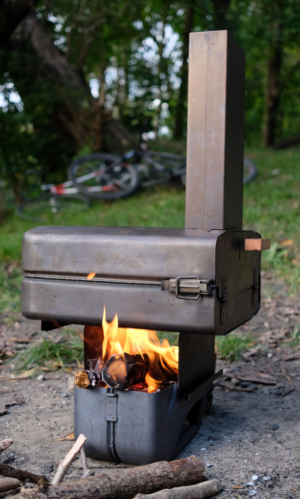 pizza oven assembled on fire