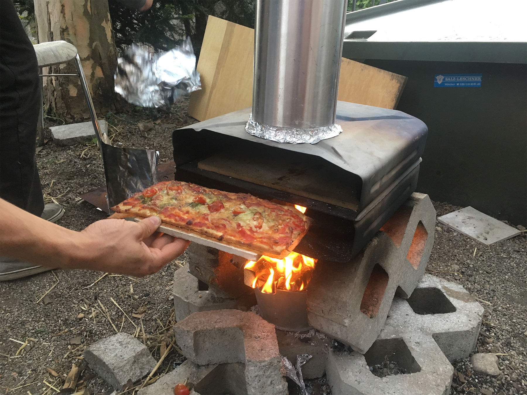 pizza can prototype with pizza